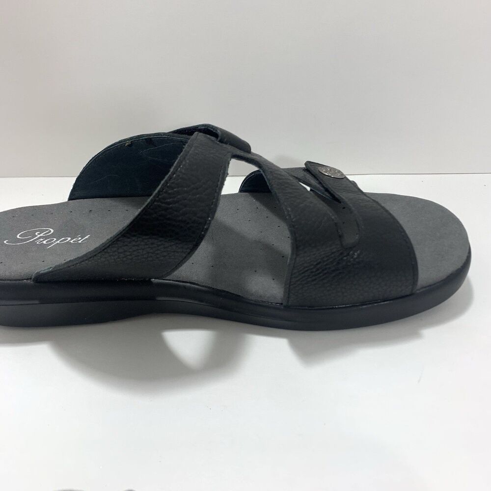 Propet Black Leather Slide Adjustable Strap Slides Size 9 Women’s EUC - Picture 12 of 13